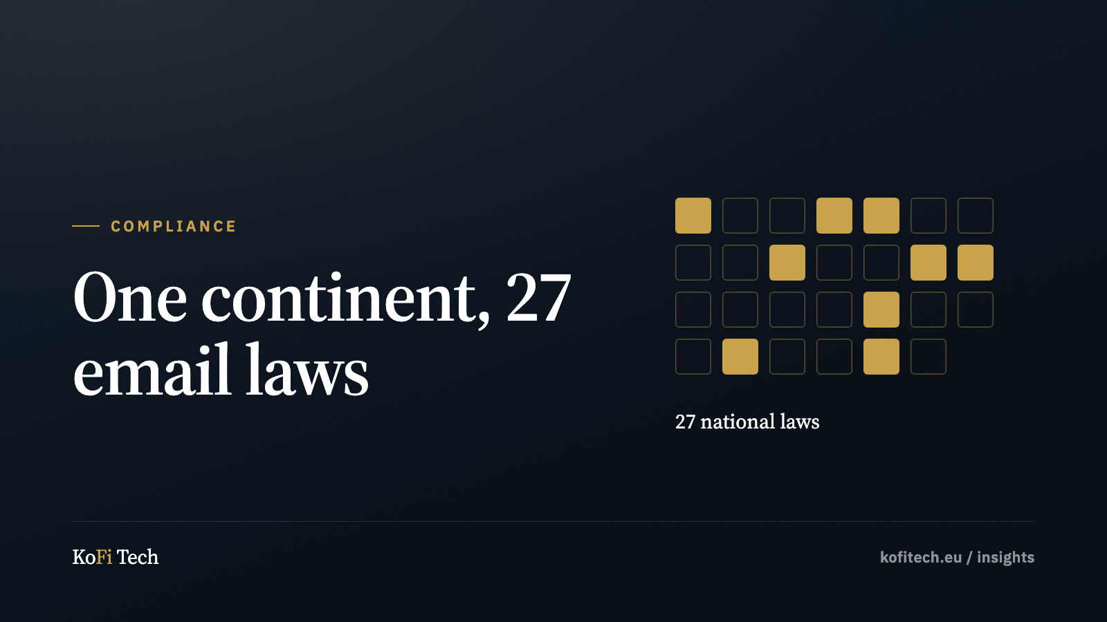 Insights cover: a grid of 27 squares, some filled gold, showing that member states diverge.