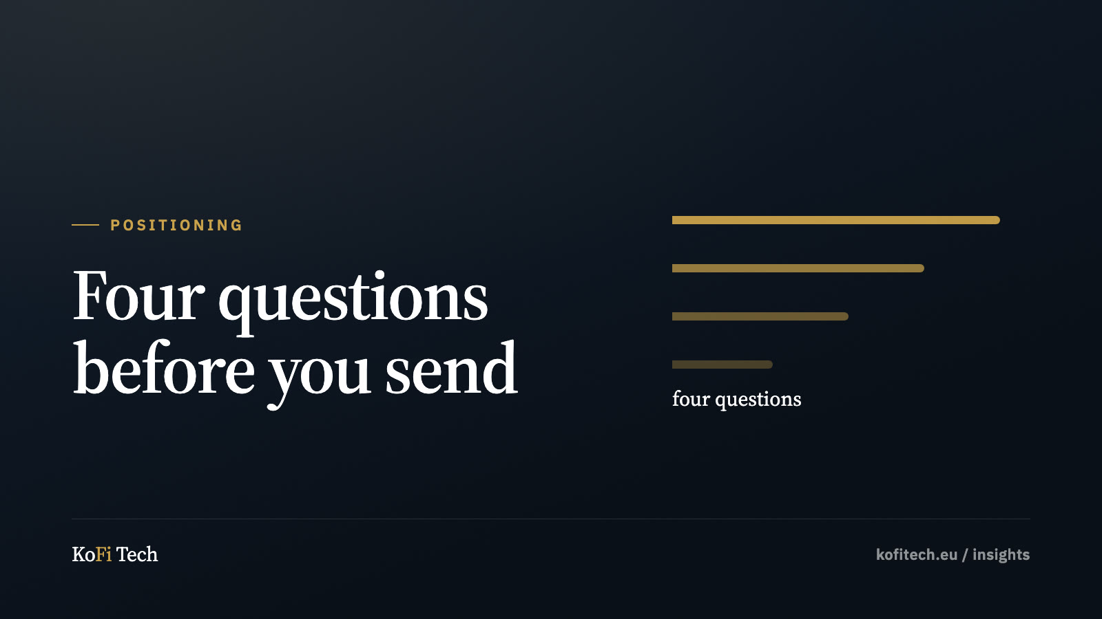 Insights cover: four gold rules of decreasing length, one per question in the offer test.